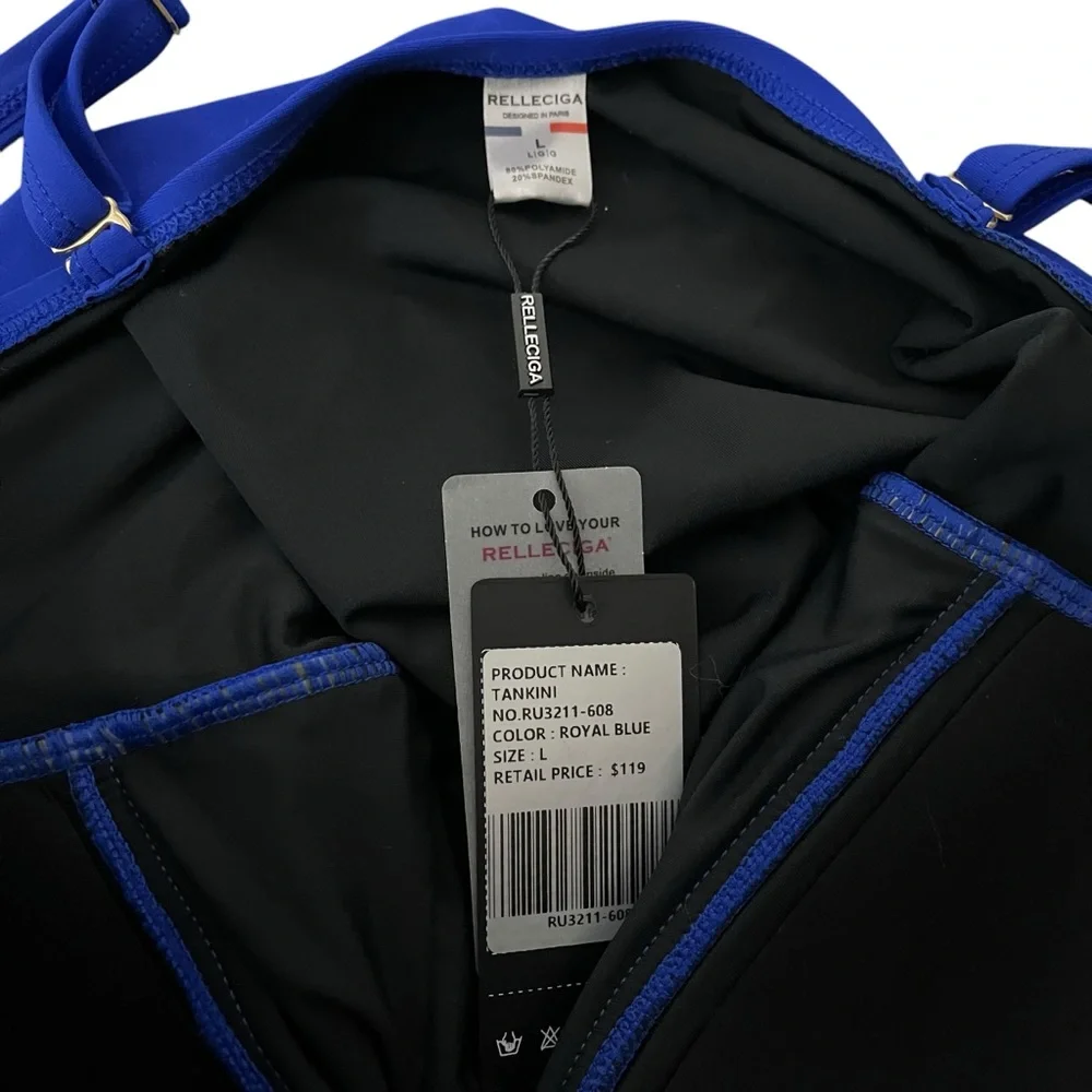 NWT, RELLECIGA Strapless Royal Blue Ruched Top, Sz L - Picture 13 of 13